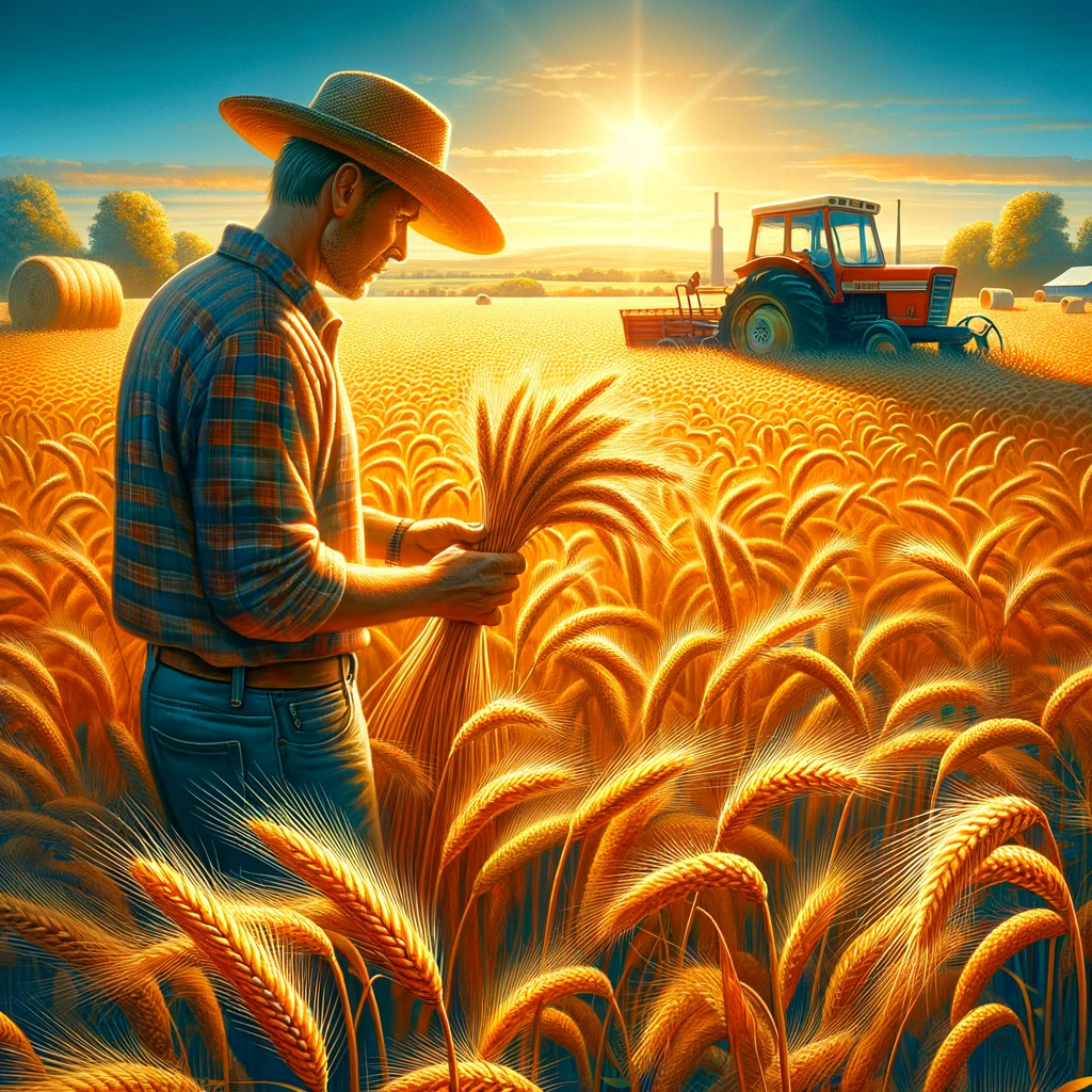 Landwirt bei der Begutachtung seiner Gerste