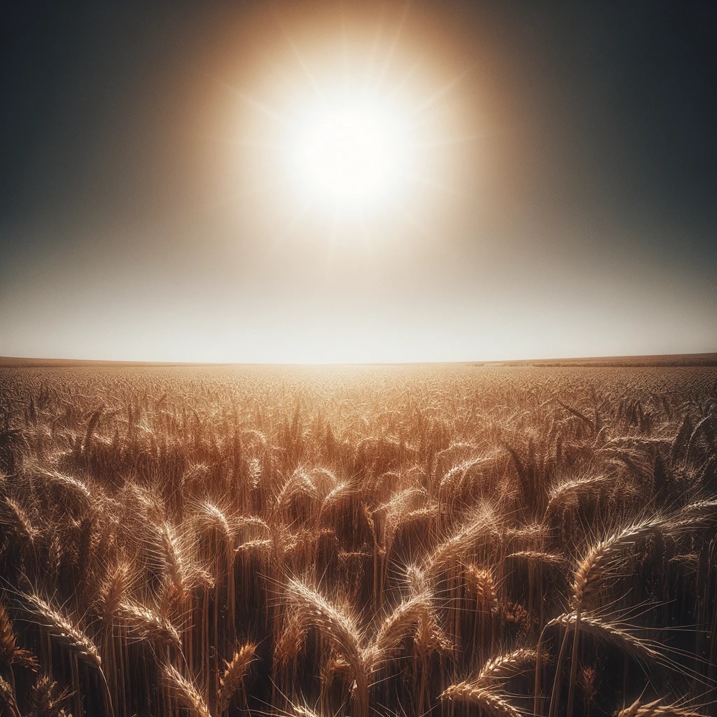 Weizenfeld bei Sonnenlicht, das die aktuellen wetterbedingten Sorgen und deren Einfluss auf den Weizenmarkt symbolisiert. Weizenmarkt, Weizenernte, Russland, Rapspreis