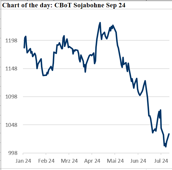 Kursentwicklung der CBoT-Sojabohne im September 2024